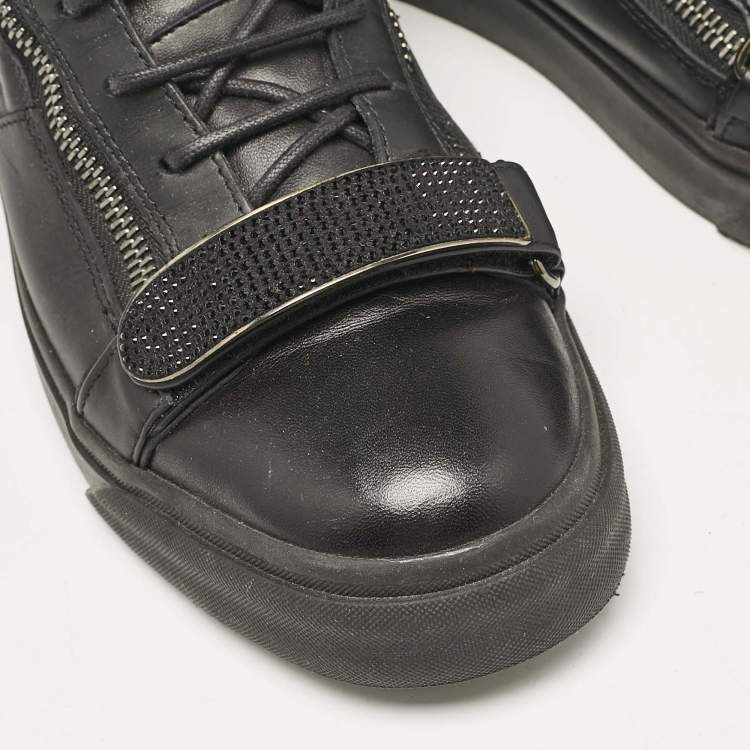 Pre Owned Giuseppe Zanotti Black Leather Coby High Top Sneakers Size 44.5