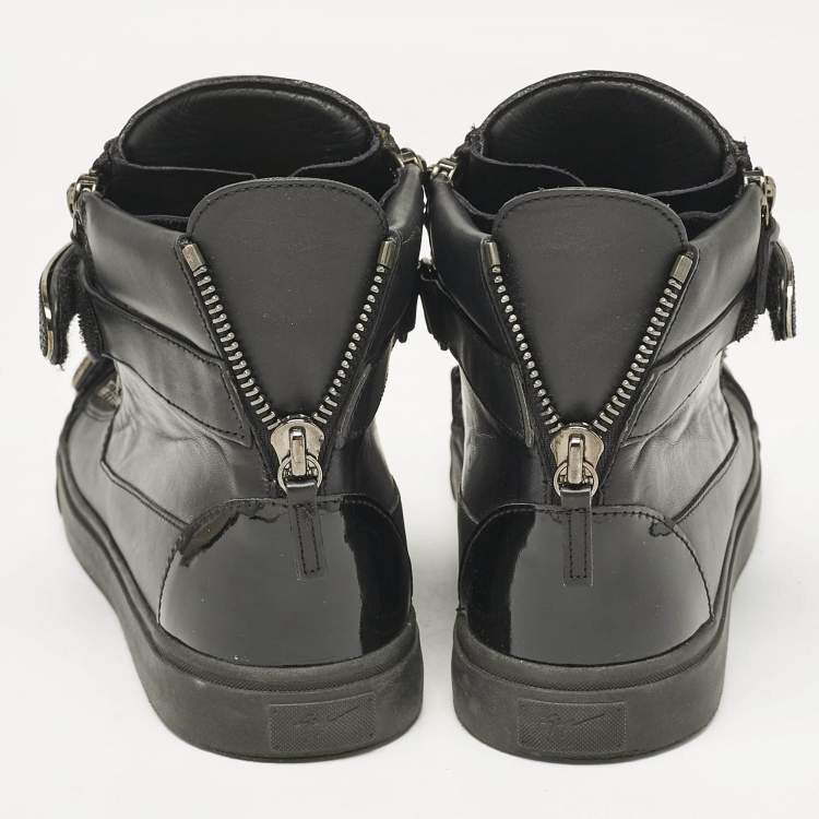 Pre Owned Giuseppe Zanotti Black Leather Coby High Top Sneakers Size 44.5