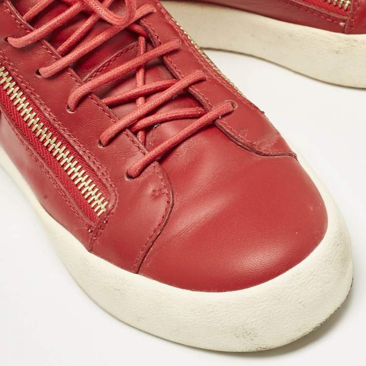 Pre Owned Giuseppe Zanotti Red Leather Coby High Top Sneakers Size 40