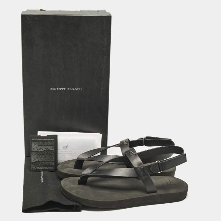 Pre Owned Giuseppe Zanotti Black Leather Nevada Flat Sandals Size 43