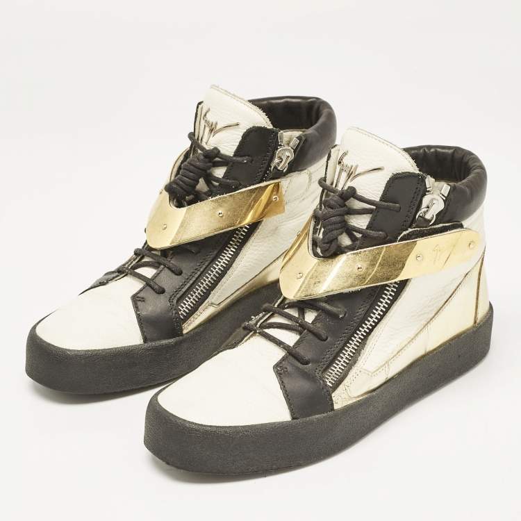 Pre Owned Giuseppe Zanotti Tri-Color Leather Hero V Strap High Top Sneakers Size 41