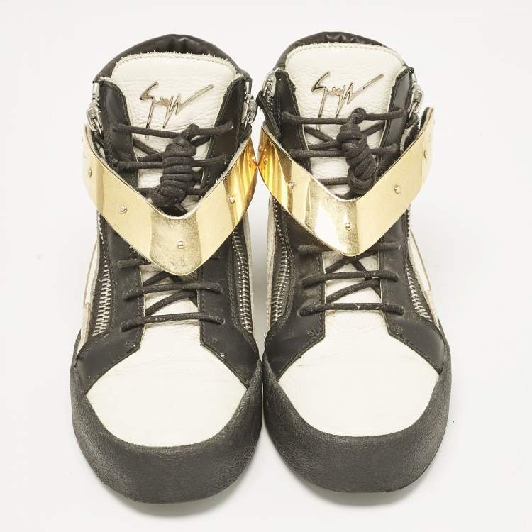 Pre Owned Giuseppe Zanotti Tri-Color Leather Hero V Strap High Top Sneakers Size 41
