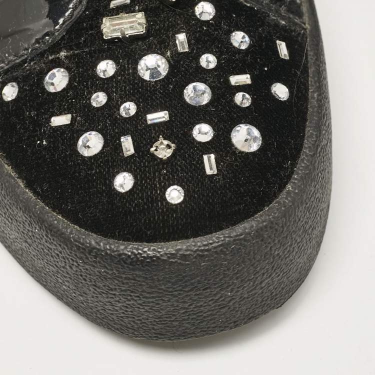 Pre Owned Giuseppe Zanotti Black Leather and Velvet Kriss High Top Sneakers Size 41