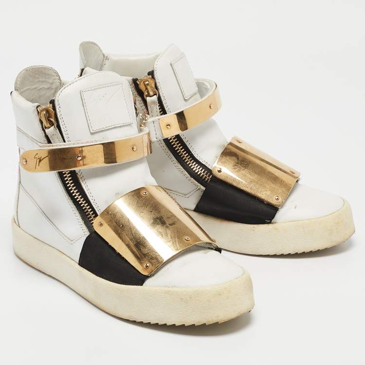 Pre Owned Giuseppe Zanotti White Leather High Top Sneakers Size 39