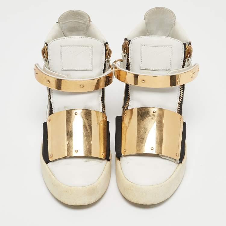 Pre Owned Giuseppe Zanotti White Leather High Top Sneakers Size 39