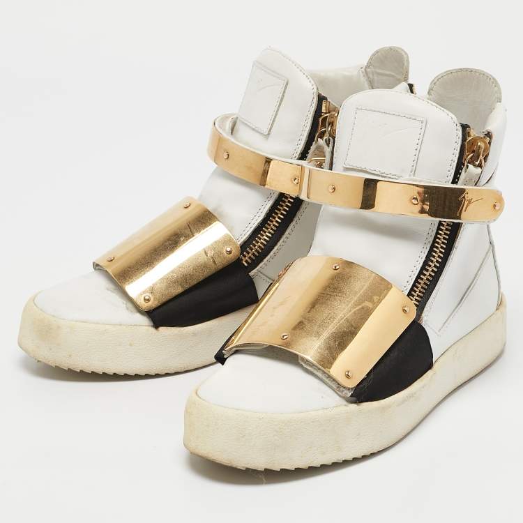 Pre Owned Giuseppe Zanotti White Leather High Top Sneakers Size 39
