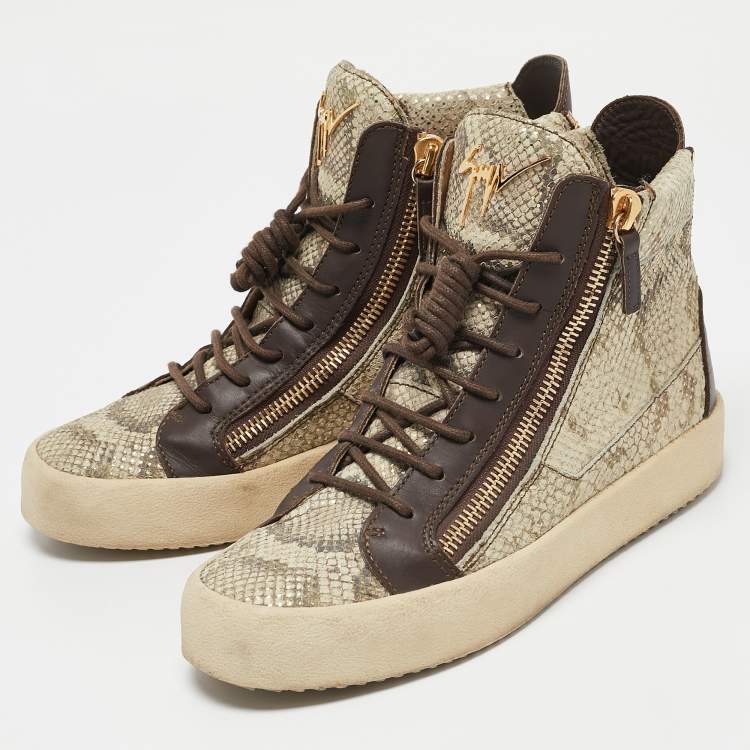 Pre Owned Giuseppe Zanotti Multicolor Python Embossed Leather May London High Top Sneakers Size 40