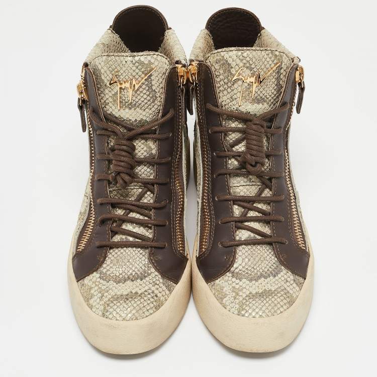 Pre Owned Giuseppe Zanotti Multicolor Python Embossed Leather May London High Top Sneakers Size 40