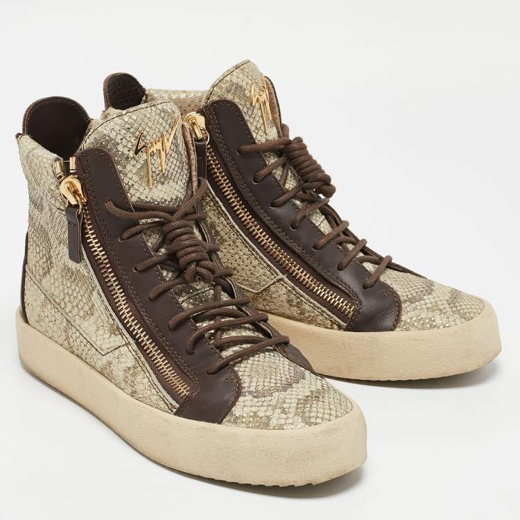 Pre Owned Giuseppe Zanotti Multicolor Python Embossed Leather May London High Top Sneakers Size 40