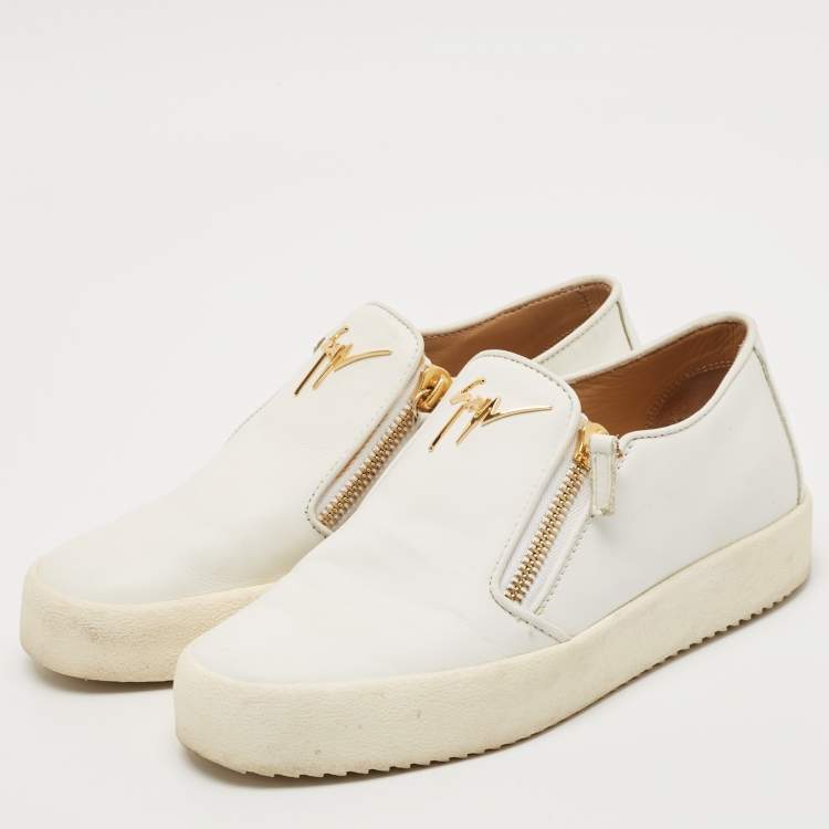 Pre Owned Giuseppe Zanotti White Leather Eve Slip On Sneakers Size 41