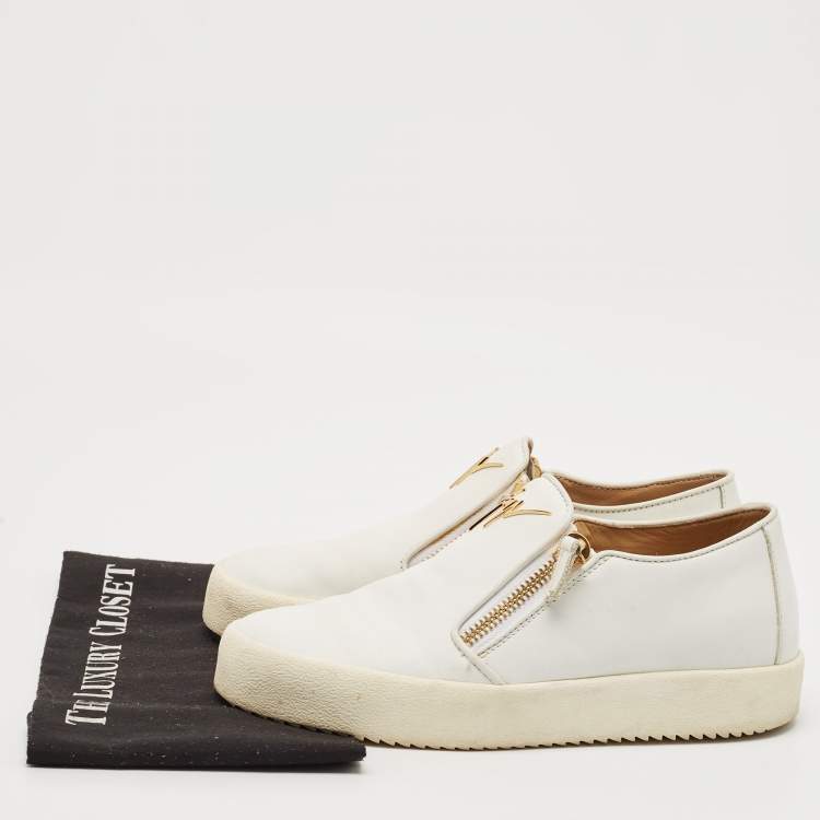 Pre Owned Giuseppe Zanotti White Leather Eve Slip On Sneakers Size 41