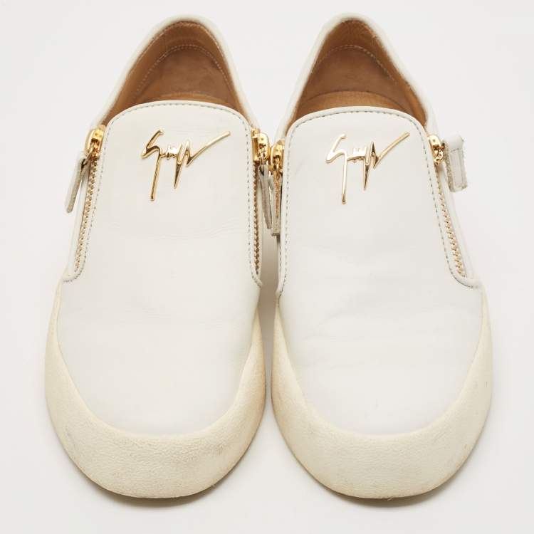 Pre Owned Giuseppe Zanotti White Leather Eve Slip On Sneakers Size 41