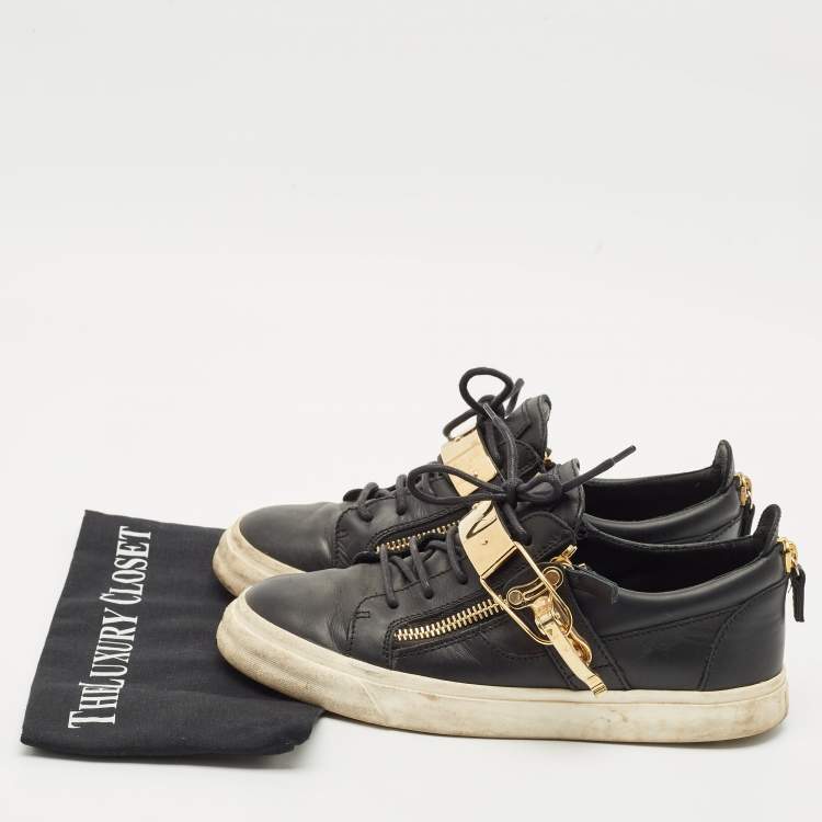 Pre Owned Giuseppe Zanotti Black Leather Low Top Sneakers Size 41