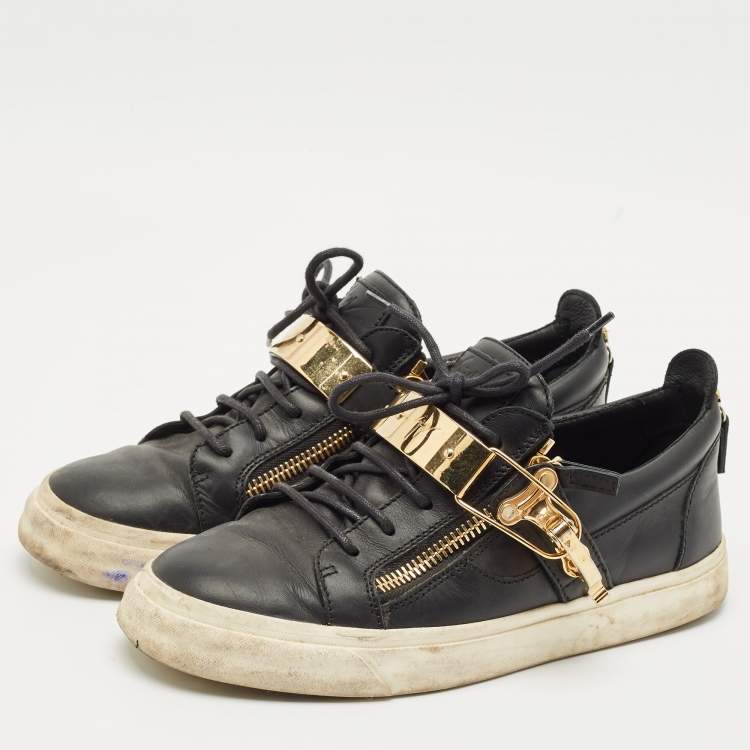 Pre Owned Giuseppe Zanotti Black Leather Low Top Sneakers Size 41