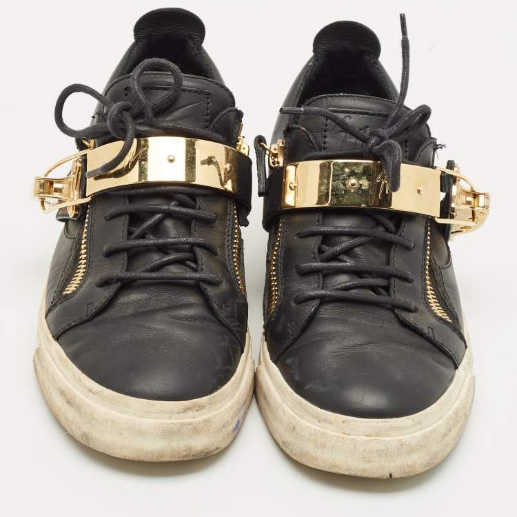 Pre Owned Giuseppe Zanotti Black Leather Low Top Sneakers Size 41