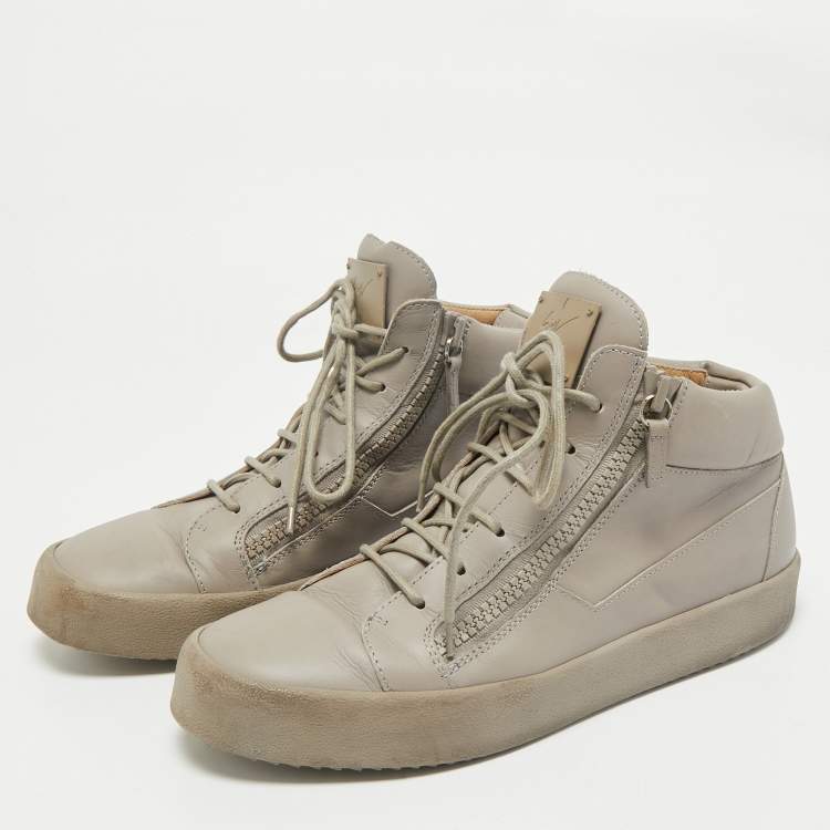 Pre Owned Giuseppe Zanotti Grey Leather Kriss High Top Sneakers Size 44.5
