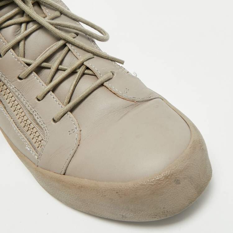 Pre Owned Giuseppe Zanotti Grey Leather Kriss High Top Sneakers Size 44.5