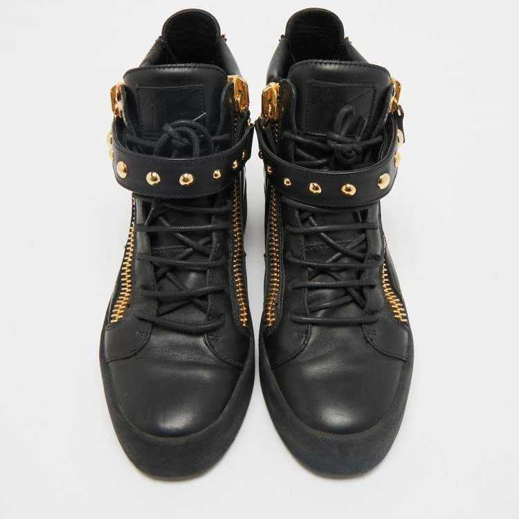 Pre Owned Giuseppe Zanotti Black Leather Coby High Top Sneakers Size 43