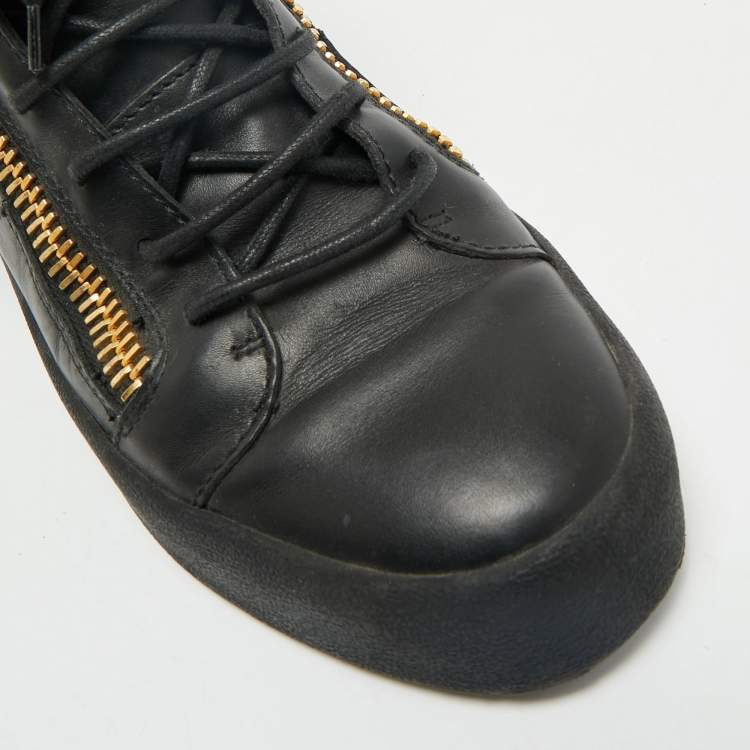 Pre Owned Giuseppe Zanotti Black Leather Coby High Top Sneakers Size 43