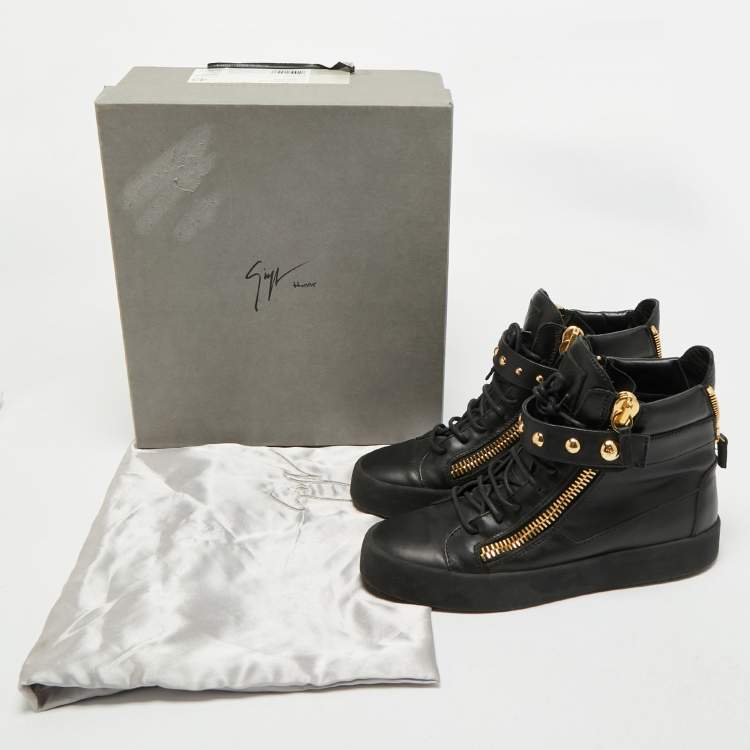 Pre Owned Giuseppe Zanotti Black Leather Coby High Top Sneakers Size 43