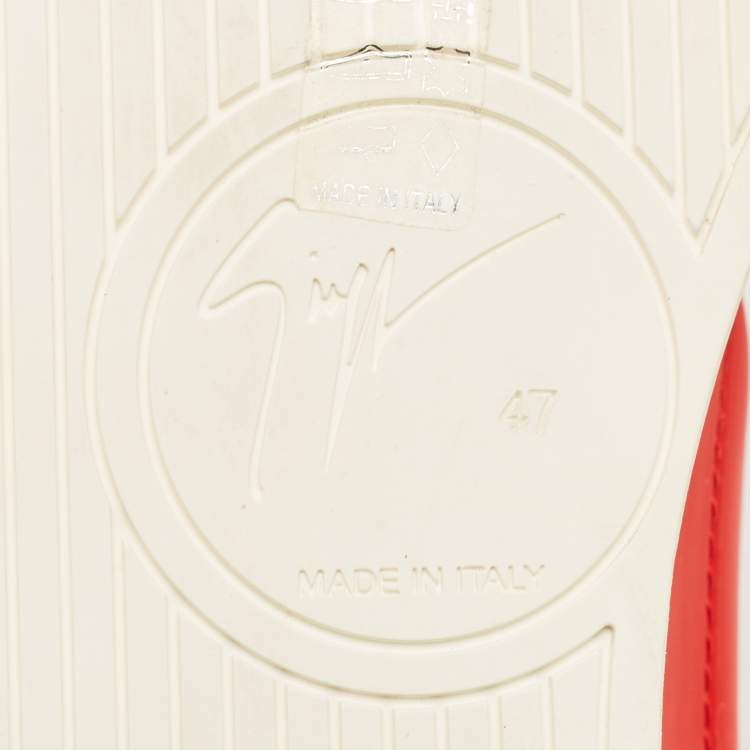 Pre Owned Giuseppe Zanotti Red Leather The Shark 5.0 Low Top Sneakers Size 47