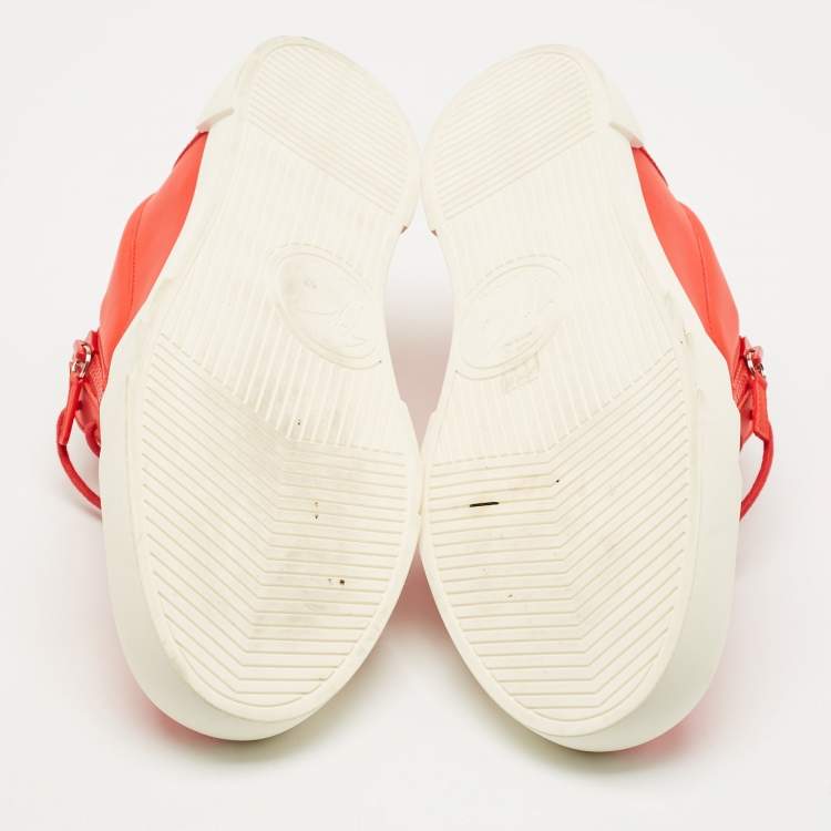 Pre Owned Giuseppe Zanotti Red Leather The Shark 5.0 Low Top Sneakers Size 47
