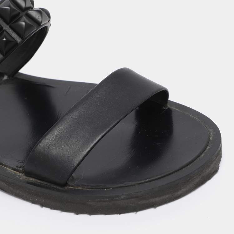 Pre Owned Giuseppe Zanotti Black Leather Studded Slide Sandals Size 43