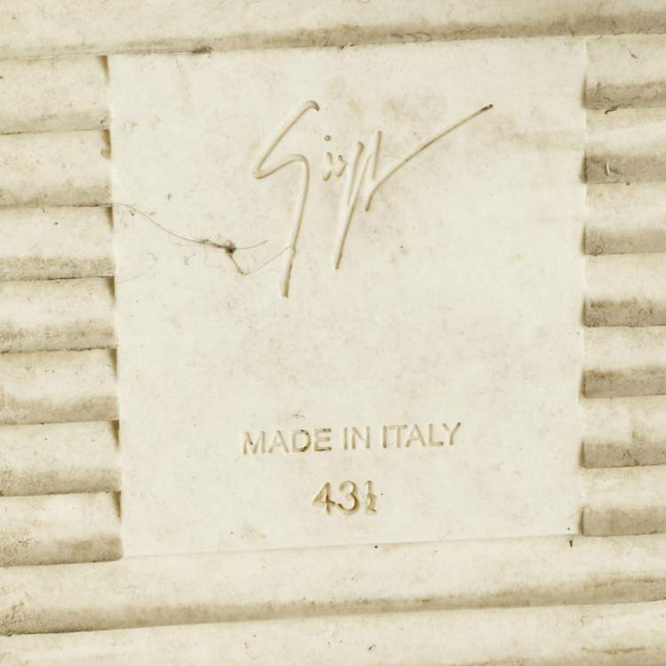 Pre Owned Giuseppe Zanotti White Croc Embossed Leather Kriss Lace Up Sneakers Size 43.5