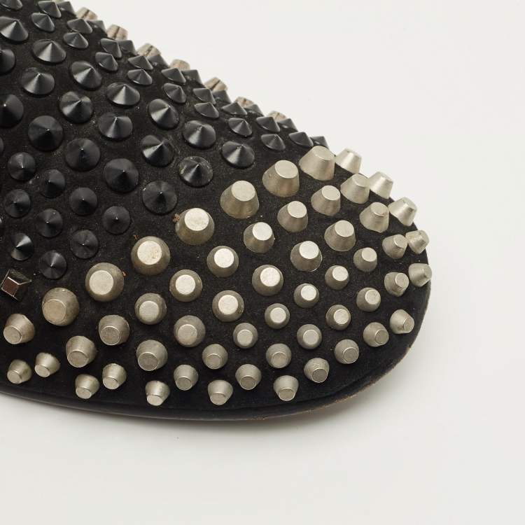 Pre Owned Giuseppe Zanotti Size 42 Black Suede Studded Smoking Slippers