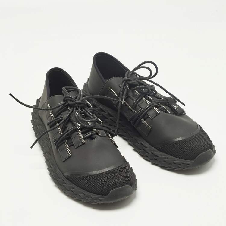 Pre Owned Giuseppe Zanotti Urchin Size 44.5 Black Leather Lace Up Sneakers