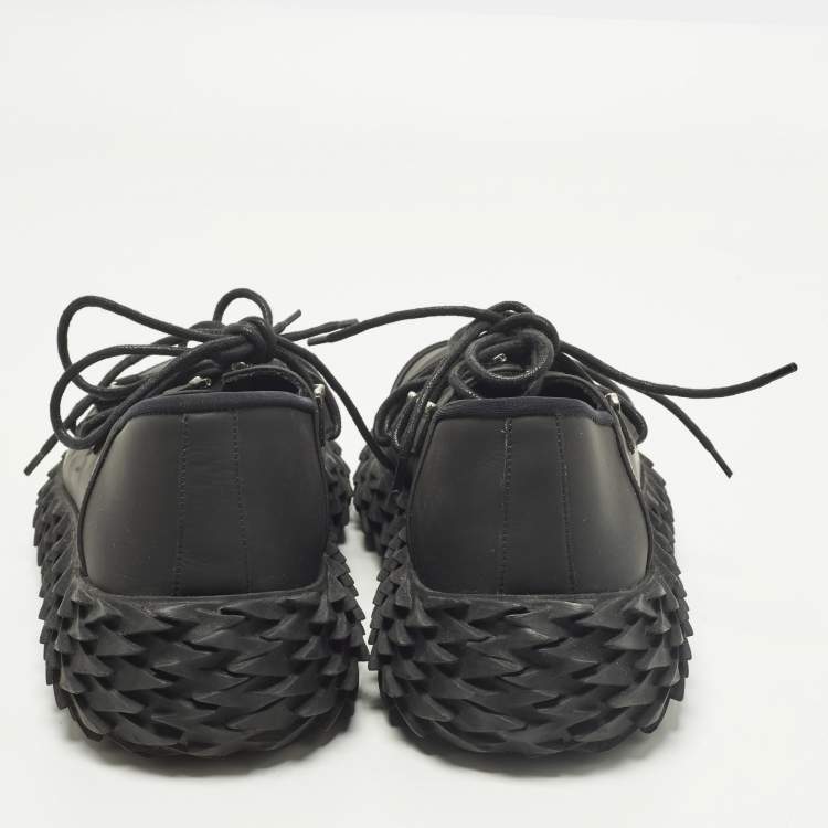 Pre Owned Giuseppe Zanotti Urchin Size 44.5 Black Leather Lace Up Sneakers