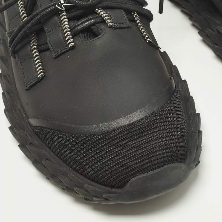 Pre Owned Giuseppe Zanotti Urchin Size 44.5 Black Leather Lace Up Sneakers