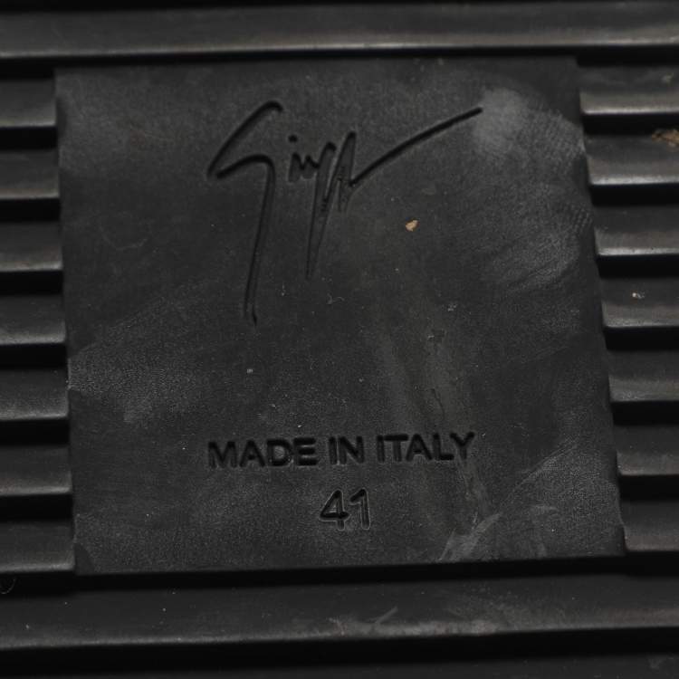 Pre Owned Giuseppe Zanotti Frankie Size 41 Black Croc Embossed Leather Low Top Sneakers