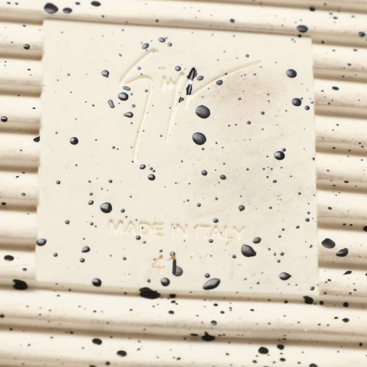 مملوكة مسبقًا Giuseppe Zanotti Frankie Size 41 White/Black Python Embossed Leather Low Top Sneakers