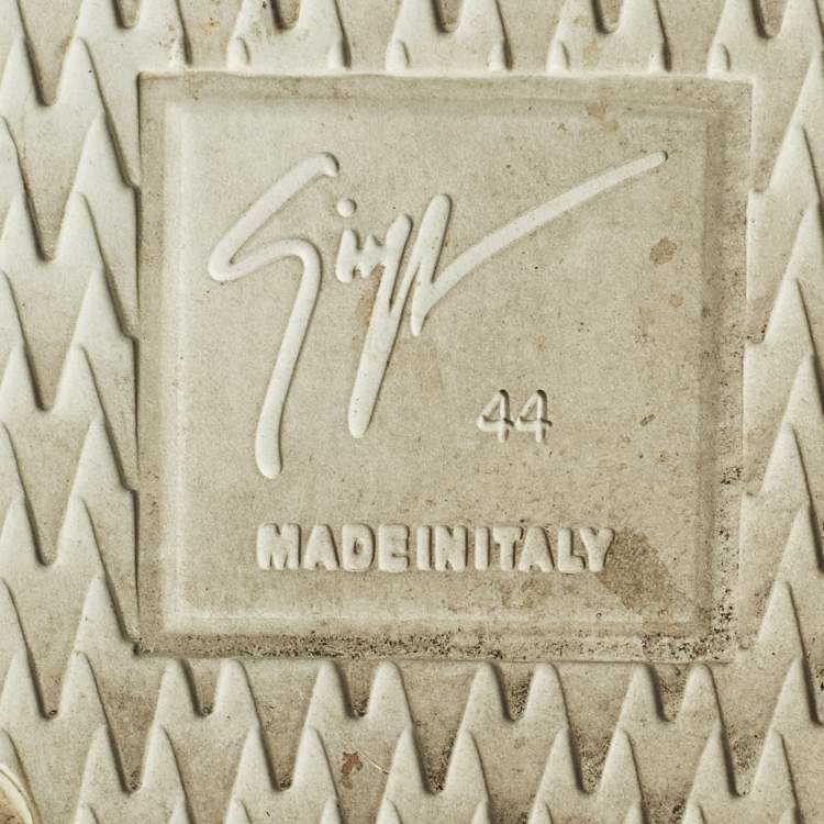 Pre Owned Giuseppe Zanotti Talon Size 44 Black Croc Embossed Leather Lace Up Sneakers