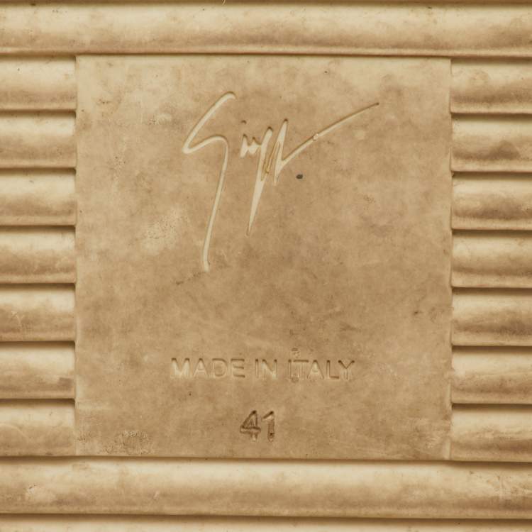 Pre Owned Giuseppe Zanotti Frankie Size 41 Brown Snake Embossed Leather Low Top Sneakers