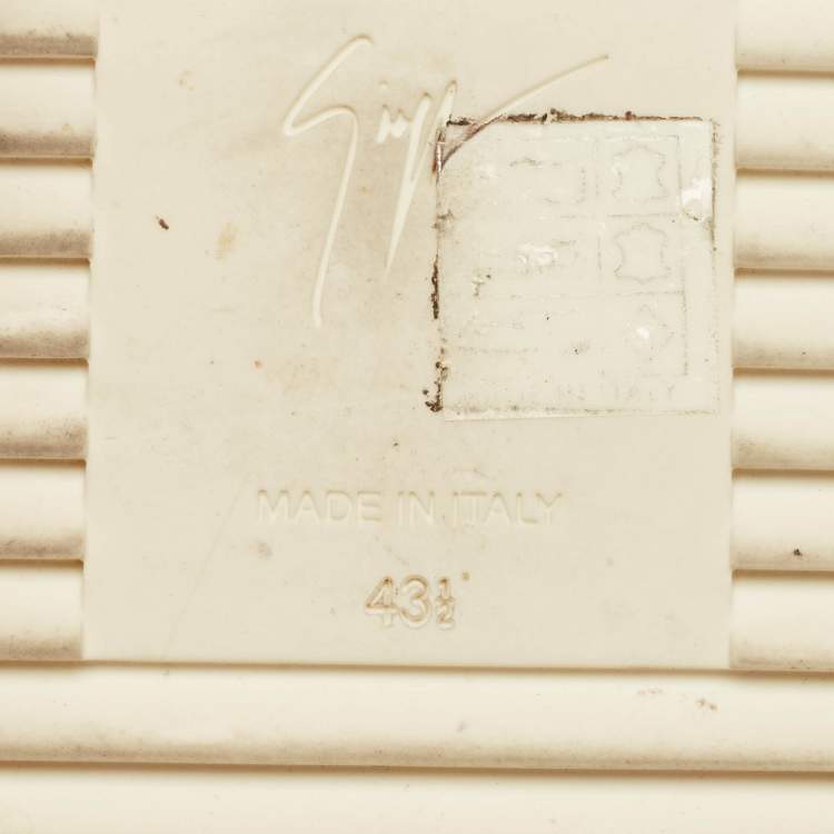 Pre Owned Giuseppe Zanotti Size 43.5 Black Leather Wings Double Side Zip High Top Sneakers