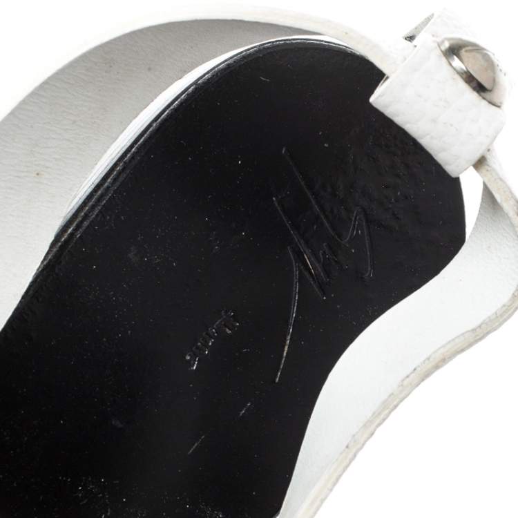 Pre Owned Giuseppe Zanotti White Leather Toe Ring Cross Strap Sandals Size 43