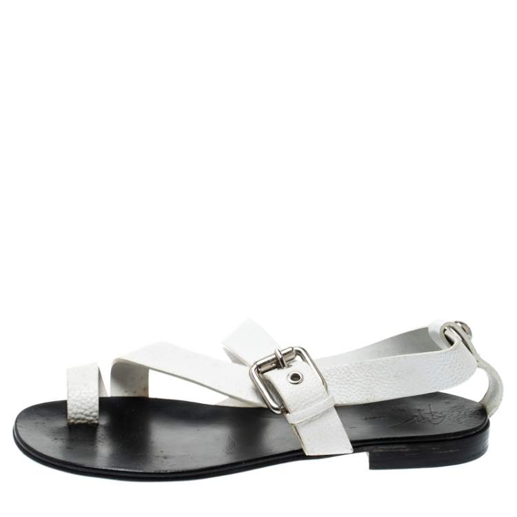 Giuseppe Zanotti White Leather Toe Ring Cross Strap Sandals Size 43  Giuseppe Zanotti