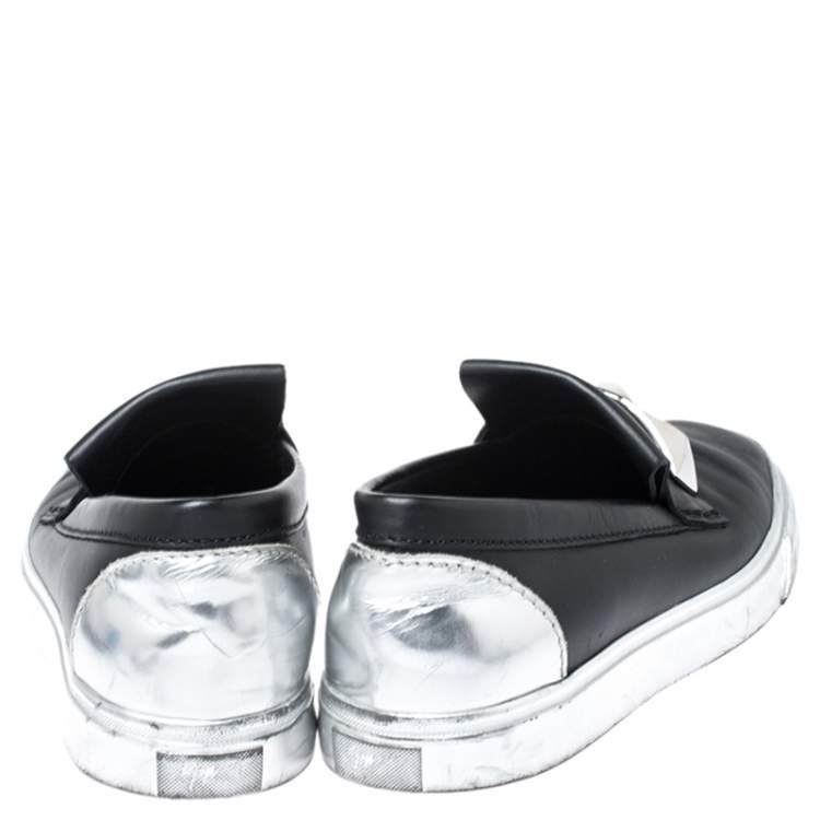 Pre Owned Giuseppe Zanotti Black Studded Leather Skate Slip On Sneakers Size 41