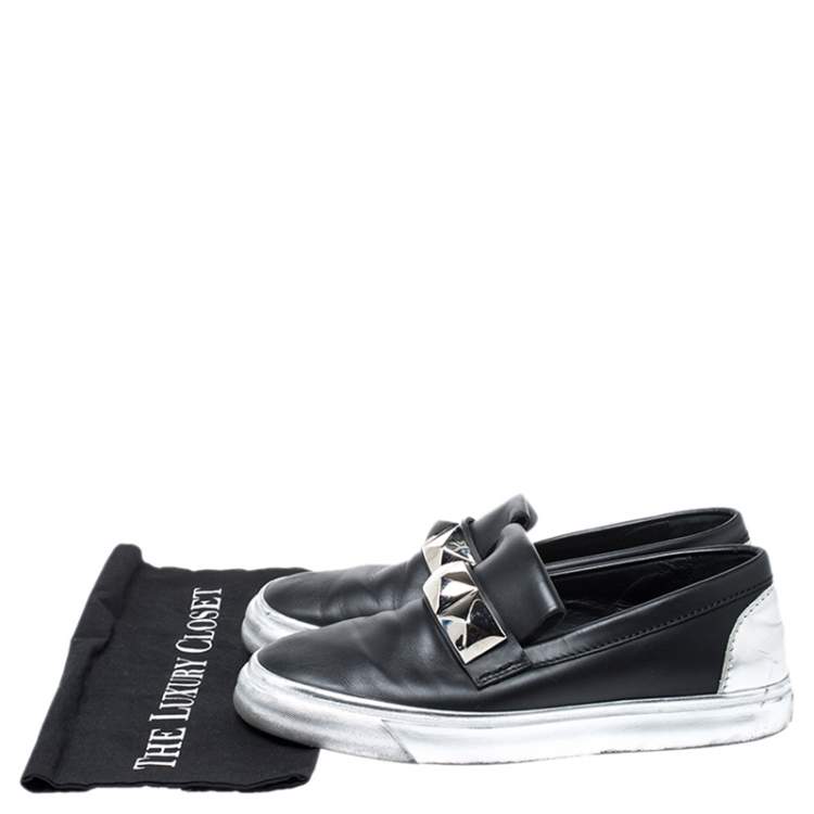 Pre Owned Giuseppe Zanotti Black Studded Leather Skate Slip On Sneakers Size 41