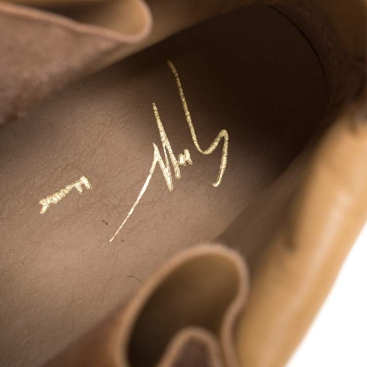 Pre Owned Giuseppe Zanotti Beige Leather Double Zipper High Top Sneakers Size 41