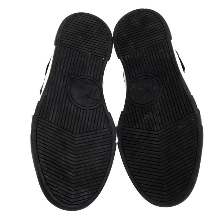 Pre Owned Giuseppe Zanotti Black/White Canvas and Leather Foxy London High Top Sneakers Size 43.5