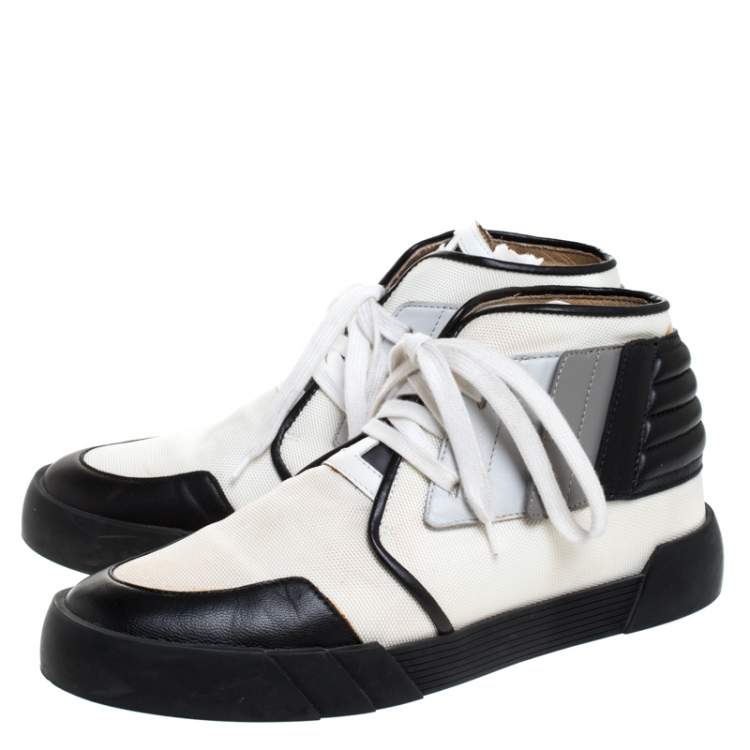Pre Owned Giuseppe Zanotti Black/White Canvas and Leather Foxy London High Top Sneakers Size 43.5