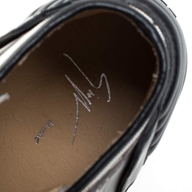 Pre Owned Giuseppe Zanotti Black/White Canvas and Leather Foxy London High Top Sneakers Size 43.5