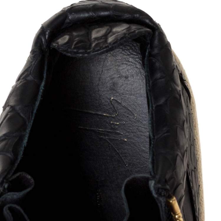 مملوكة مسبقًا Giuseppe Zanotti Black Croc Embossed Leather London High Top Sneakers Size 45