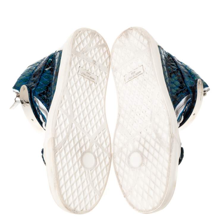 Pre Owned Giuseppe Zanotti Multicolor Python Embossed Leather Coby High Top Sneakers Size 44.5