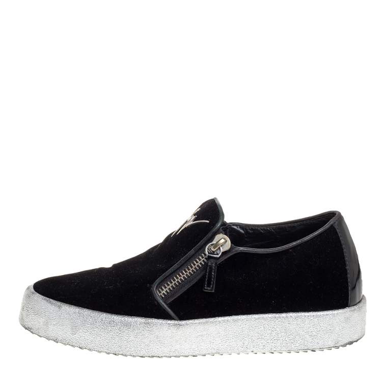 Pre Owned Giuseppe Zanotti Black Velvet Eve Slip On Sneakers Size 40