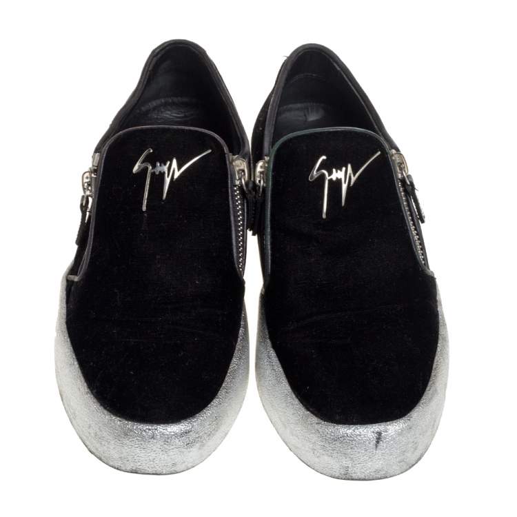 Pre Owned Giuseppe Zanotti Black Velvet Eve Slip On Sneakers Size 40
