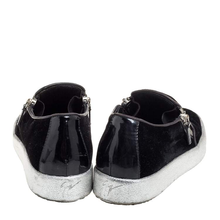 Pre Owned Giuseppe Zanotti Black Velvet Eve Slip On Sneakers Size 40
